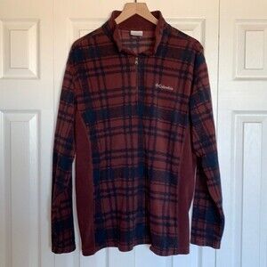 Columbia Men’s Pine Ridge Plaid Fleece Three Quarter Zip Pullover Sz L